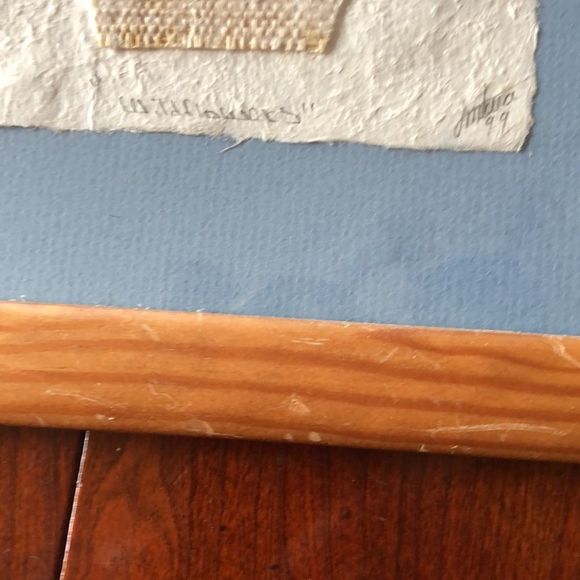 “Wildflowers” 10 1/2 by 11 1/4 framed natural tone wood/ blue mat/ signed - Picture 6 of 10